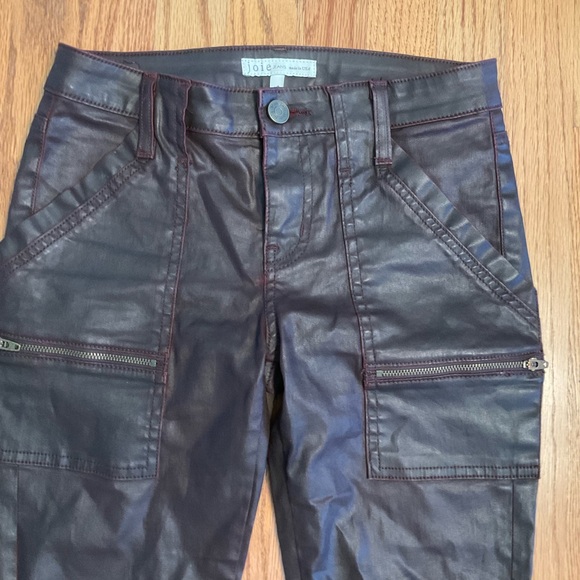 Joie Jeans, Park Skinny B, Wine, Leather Look, zip pockets and at leg hem, Sz 26 - Picture 2 of 14